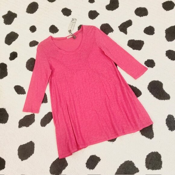 NWT $80 Mod O Doc Womens Small Pink Slub Jersey 3/4 Sleeve Tunic Flowy Tee Top - Picture 3 of 13